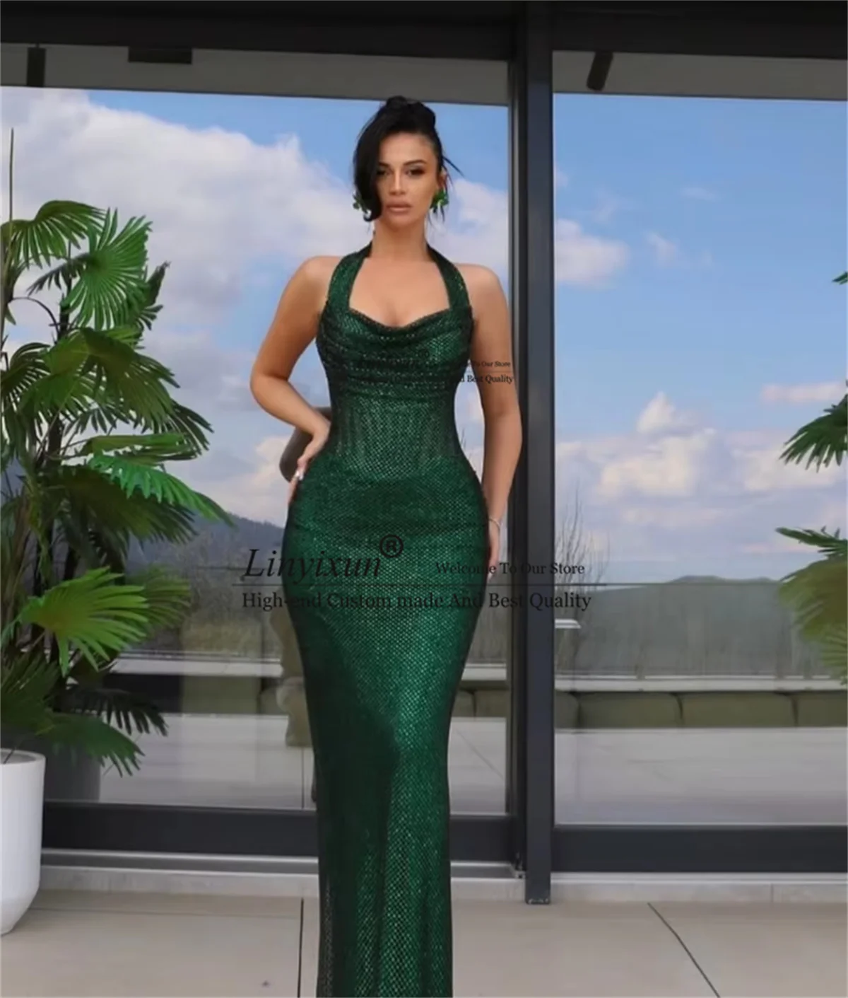 تخصيص الديكور الرسن الرقبة الجلباب دي soirée حورية البحر حمالة فساتين لحضور الحفلات الموسيقية عارية الذراعين بلا أكمام Aso Ebi رداء حفلات طويلة