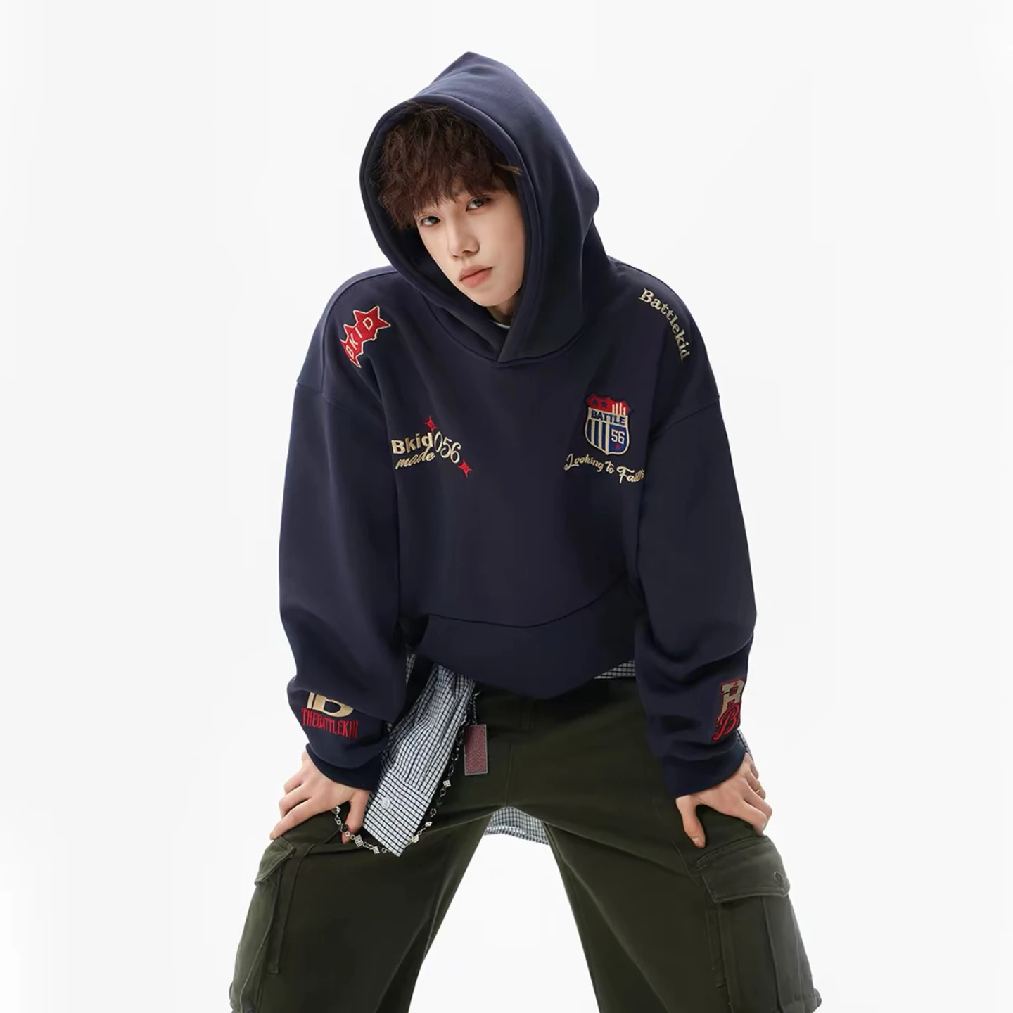 

Retro American Embroidered Bae Hoodie Men's Spring Autumn Loose Versatile Hooded Sweatirt Jaet Comfortable Long Sve