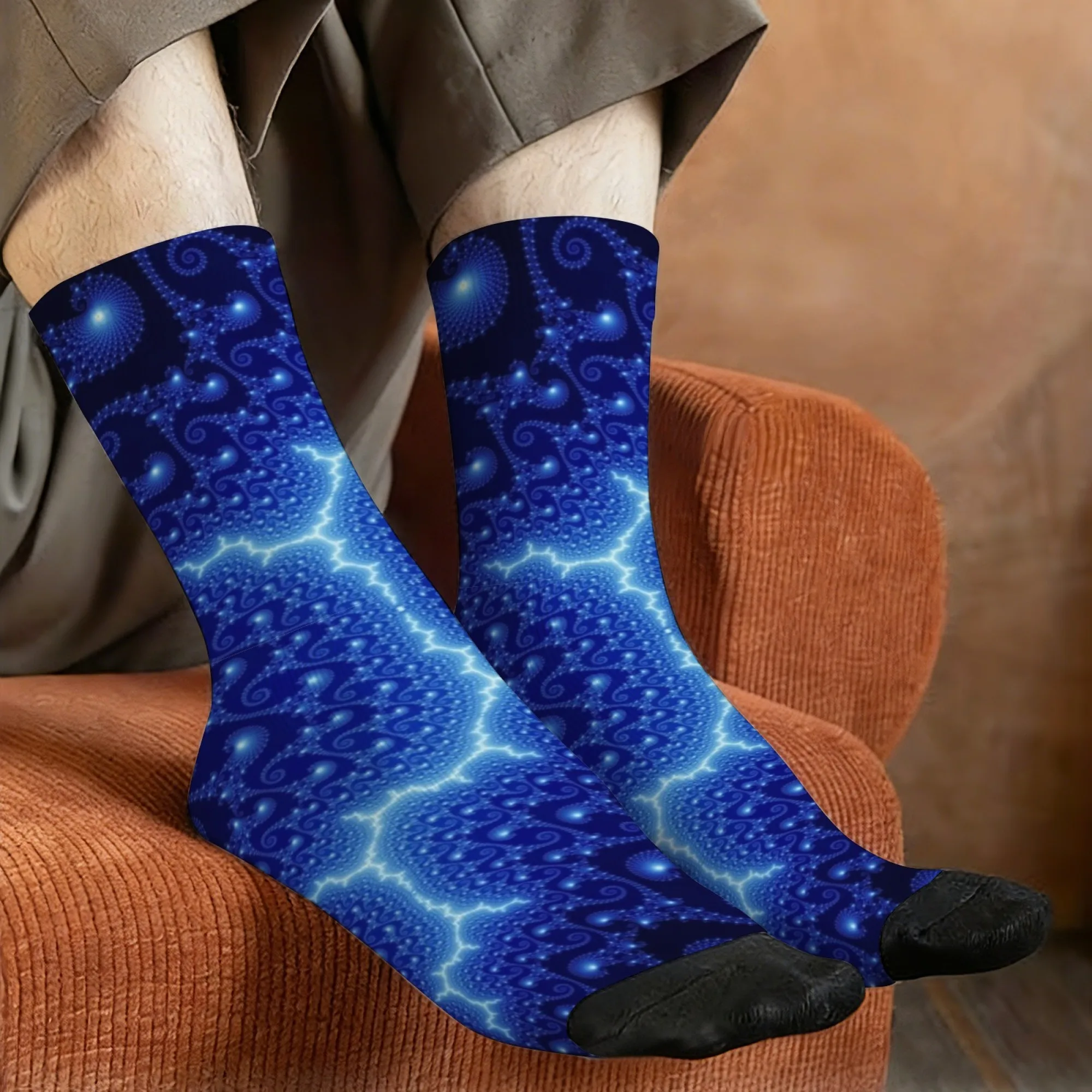 

Lightning Fractal Art Socks Soft Comfortable Skin-Friendly Men's Socks Outdoors Sports Fitness Retro Styles Parties Holiday Gift