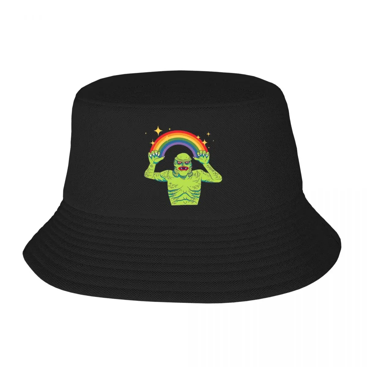 Creature From The Rainbow Lagoon Bucket Hat Panama For Kids Bob Hats Cool Fisherman Hats Summer Beach Fishing Unisex Caps