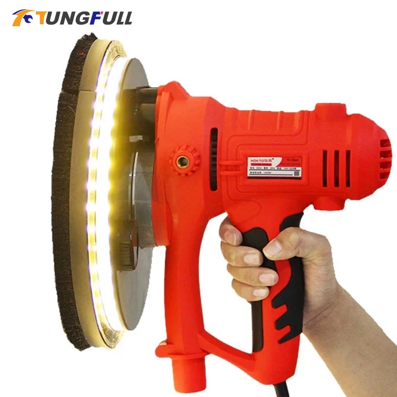 1250W Electric Drywall Sander Wall Polishing Machine Grinding Portable Dustless Led Light Wall Putty Polisher Machine