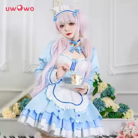 IN STOCK UWOWO Vanilla Cosplay Game vol.4 Chocolaa&amp;Vanillaa Cosplay Maid Dress Cute Blue For Women Outfits Costumes