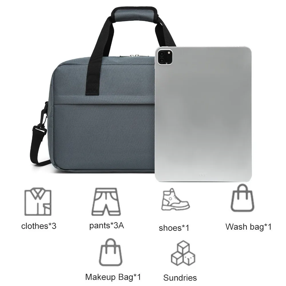 Casual Multi-functional Travel Bag Versatile Large Capacity Luggage Bag Solid Color Crossbody Bag Unisex
