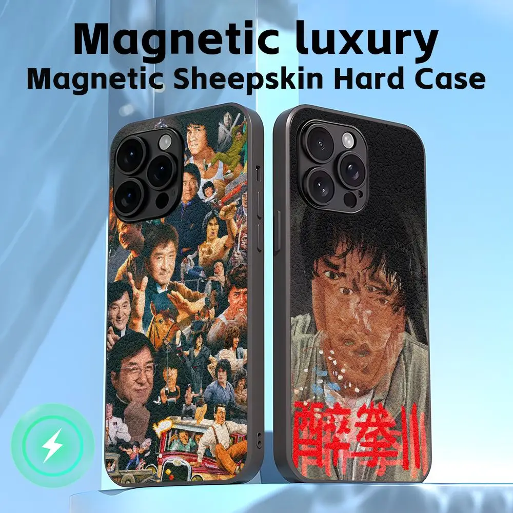 Чехол для телефона Kung Fu Star Jackie Chan для iPhone 17, 16, 15, 14, 13, 12, 11 Plus Pro Max, роскошный роскошный магнитный чехол из овчины