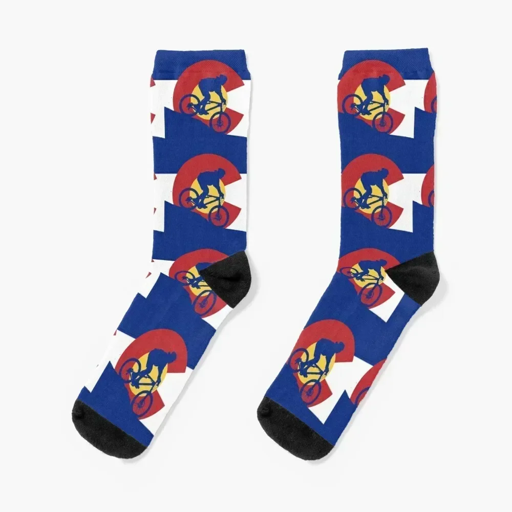 

Mountain Biking Colorado Flag Socks christmass gift sports and leisure Running luxe Socks Male Women's