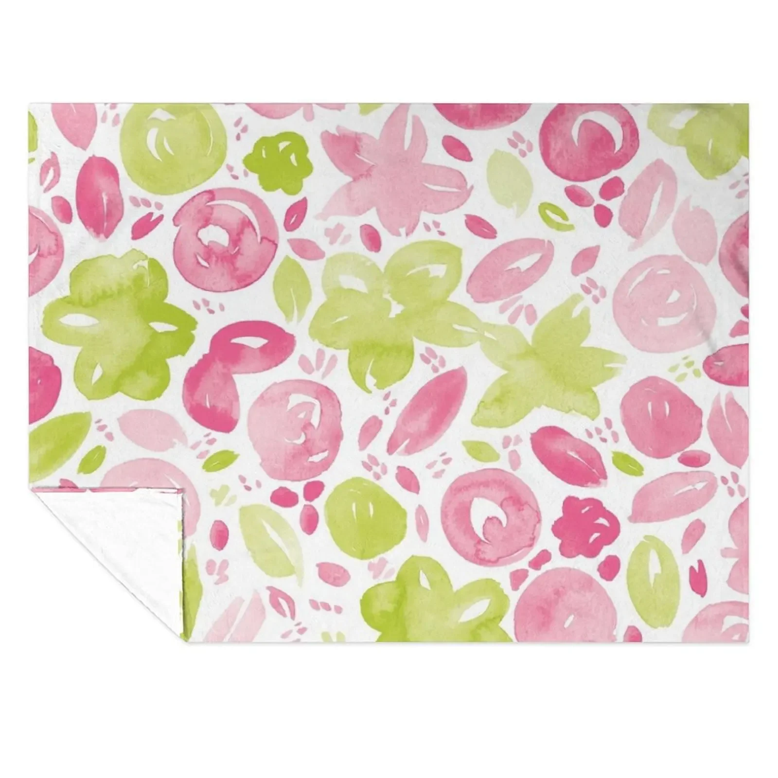 

Floral Pattern #5 Pink and Green Throw Blanket Decoratives Soft Plush Plaid Cute Plaid Winter beds Blankets