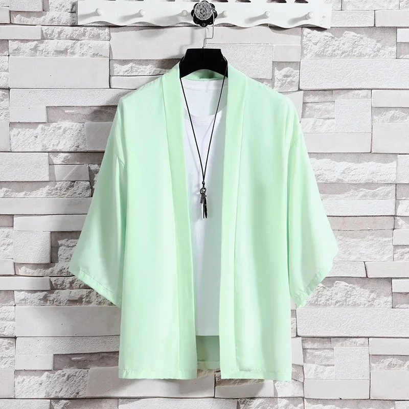 

Custom Suit Simple Solid Color Cardigan Loose Three-quarter Sleeve Shirt Casual