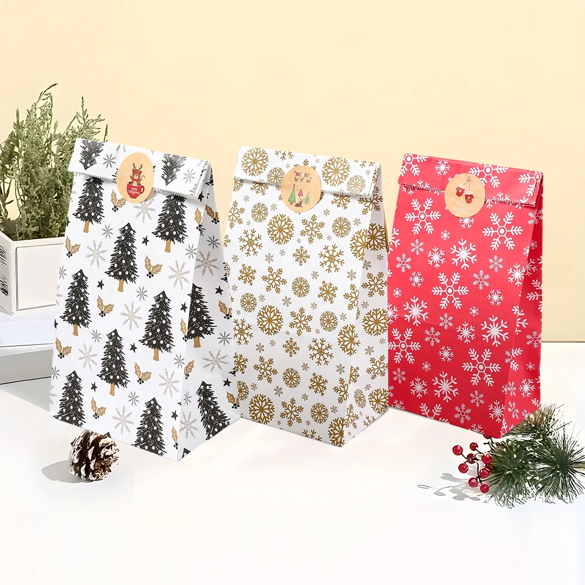 

Christmas Kraft Paper Bags Merry Christmas Decoration for Home 2024 Gift Bags Xmas Ornaments Navidad Natal New Year Gift 2025