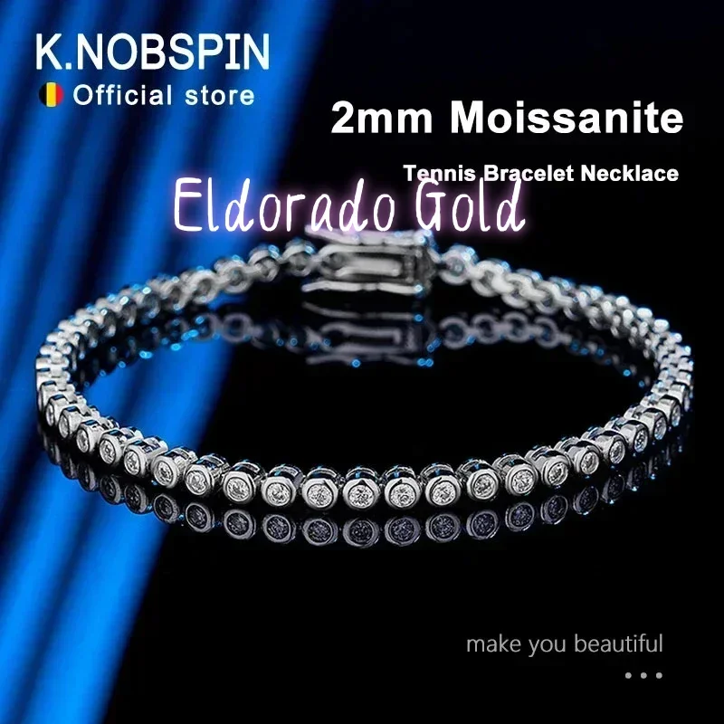 

Eldorado Gold New 2mm Moissanite Tennis Bracelet for Woman Men Hip Hop Chain with GRA 100% Sterling Sliver 18k White Gold Plate