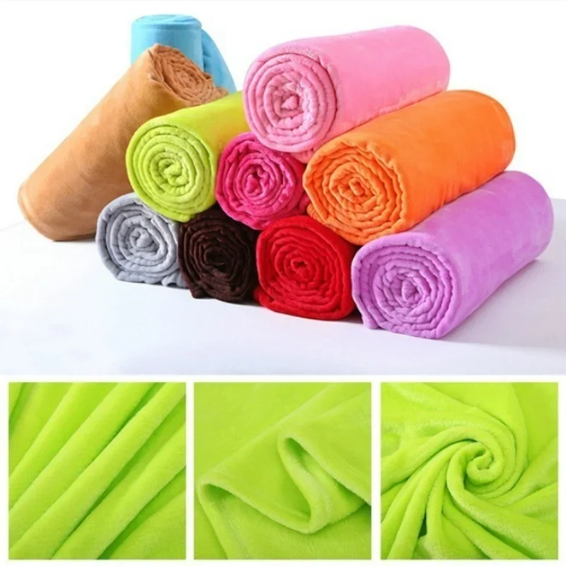 70*100cm Soft Flannel Throw Blanket Warm Plush Fur Blanket Portable Sofa Bed Cover Home Textile Winter Bedding Sheet