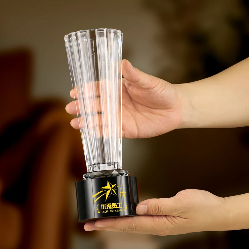 

Хрустальный трофей в форме вазы по индивидуальному заказу, ежегодное собрание, выдающиеся сотрудники, корпоративное креативное украшение дома, 1 шт.