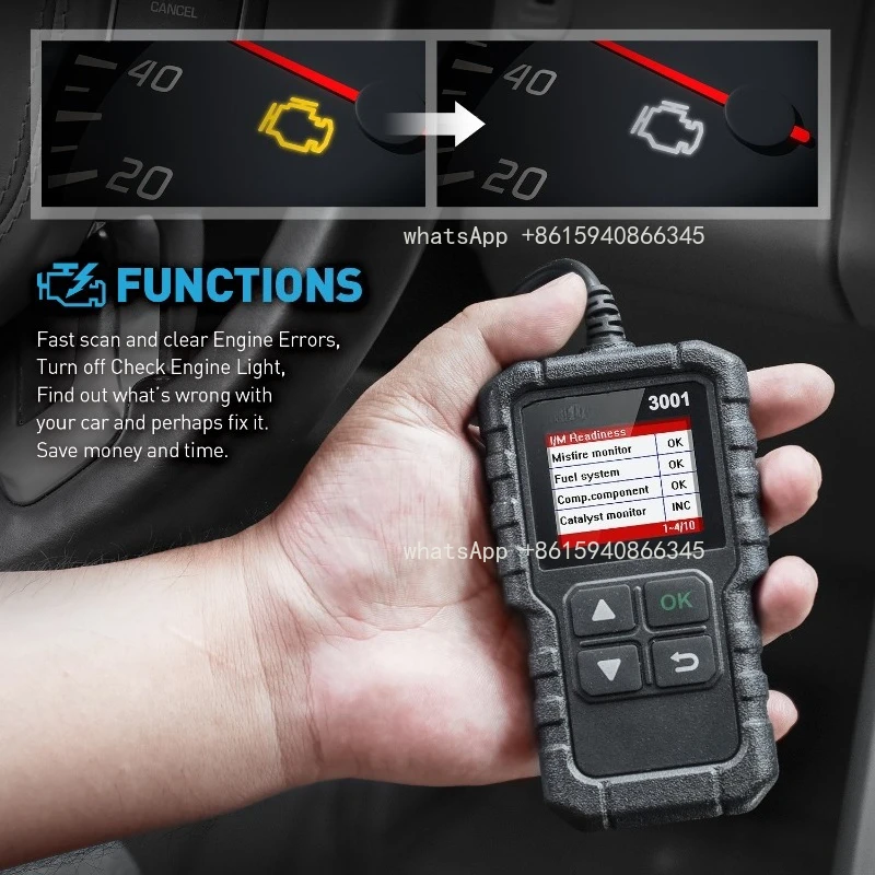 Car OBD2 Scanner  Engine Fault Code Reader Diagnostic Tool Multi-language Check Engine Light Scan Tool for All 1996+ OBD II