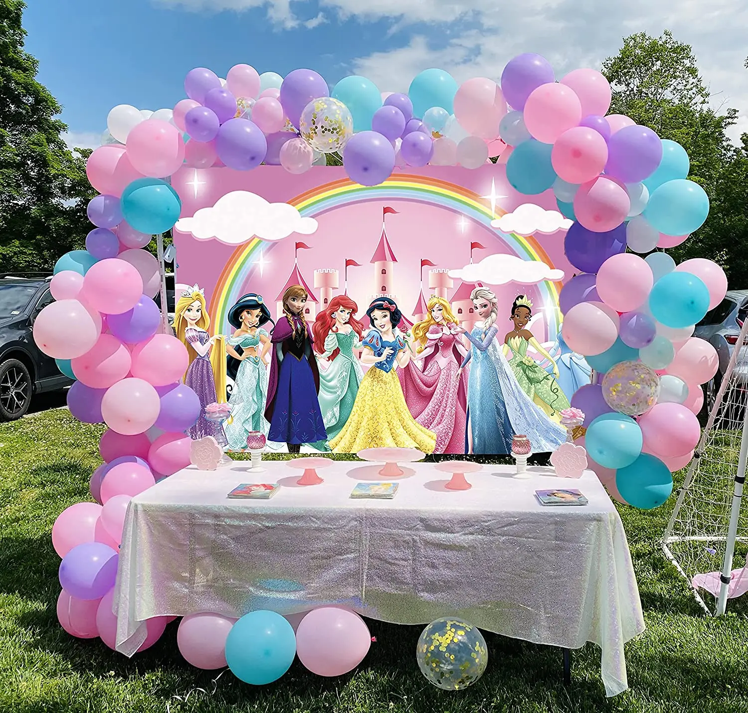 Disney Princess Backdrop Snow White Alice Ariel  Princess Birthday Background Girl  Birthday Party Baby Shower Cake Table Decor