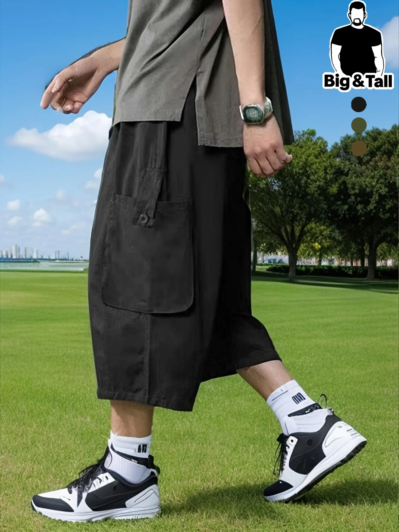 

plus Size Men's Workwear Cargo Pants Casual Streetwear Outdoor Sports Seven-Foot Length for Comfortable Urban Living