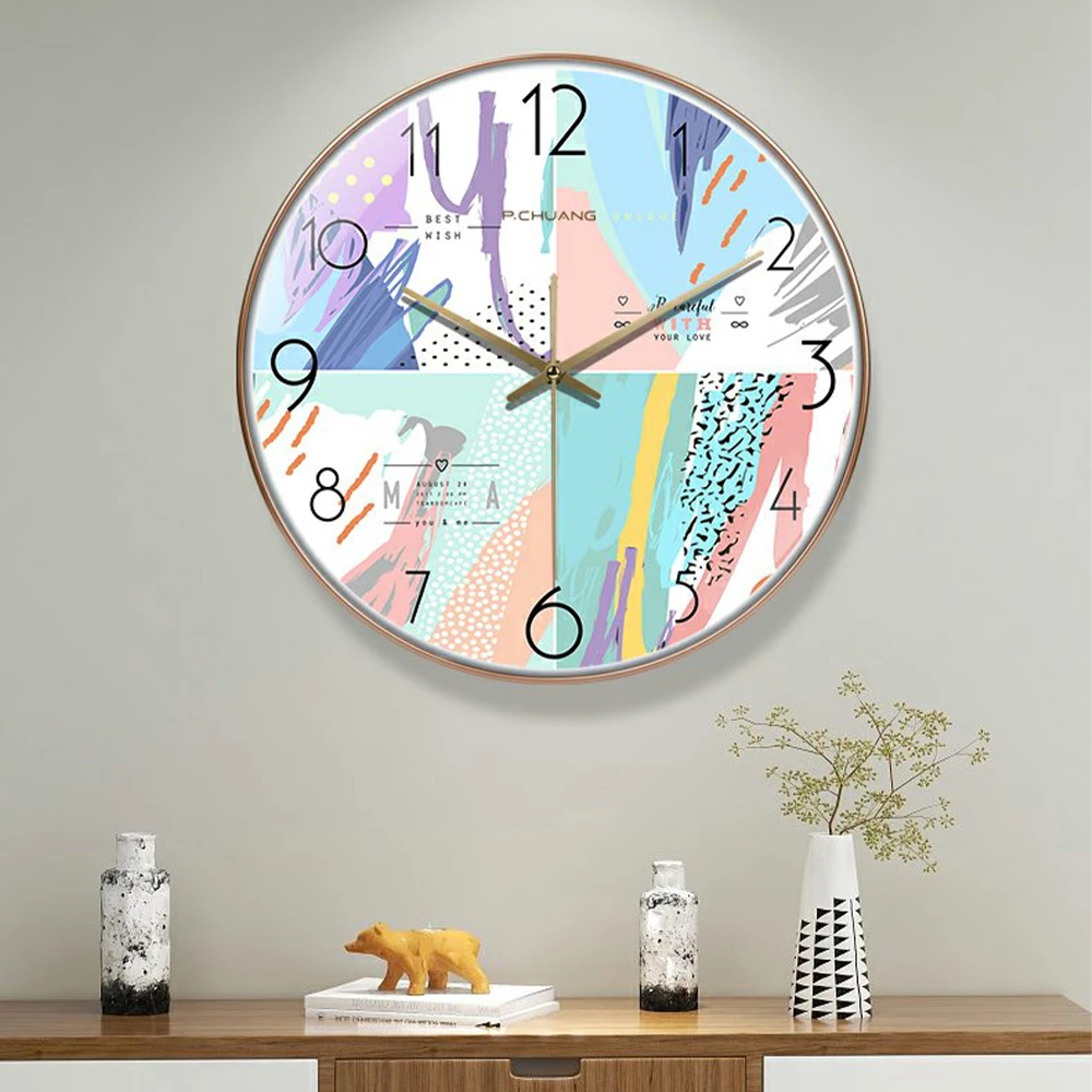 Orologio da parete minimalista nordico Creativo moderno astratto per soggiorno Orologio da parete camera da letto Altoparlante Decorazione muto senza ticchettio