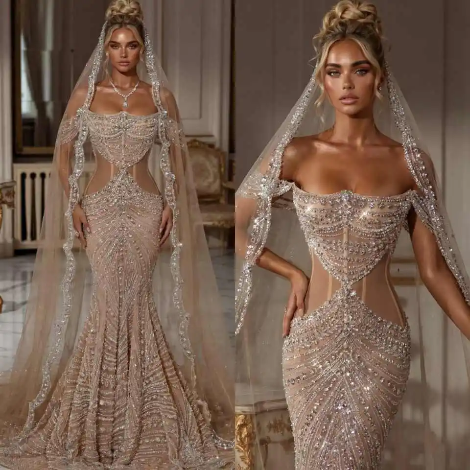 

Изысканные свадебные платья с кристаллами и пайетками, без рукавов, с открытыми плечами, на заказ, Vestidos De Novia