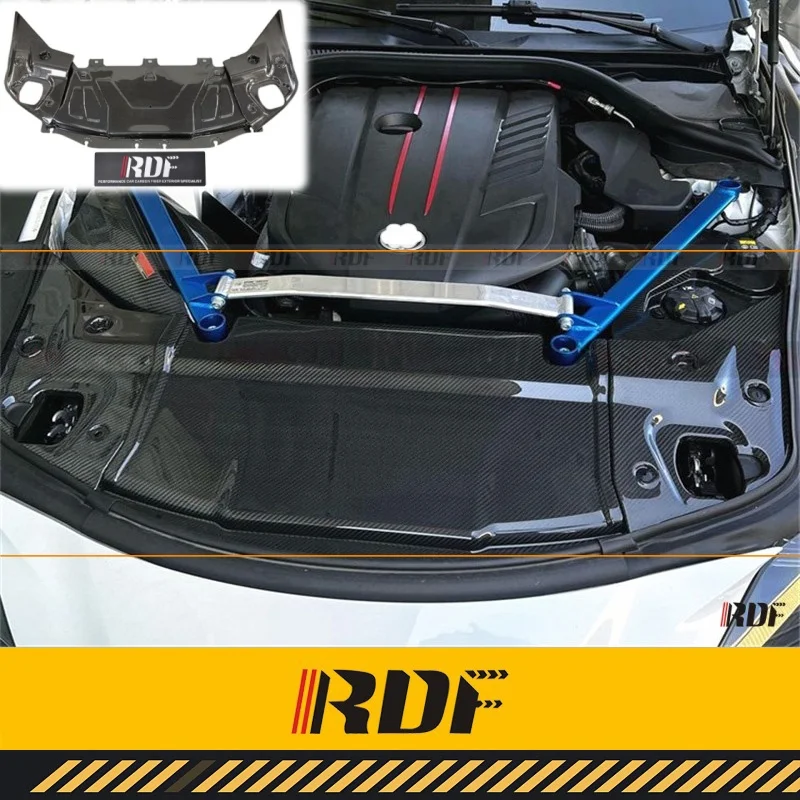 Suitable for Toyota Supra A90 Carbon Fiber Engine Hood Cover Plate Interior Cooling Panel Radiator Cover Engine Compartment Kit