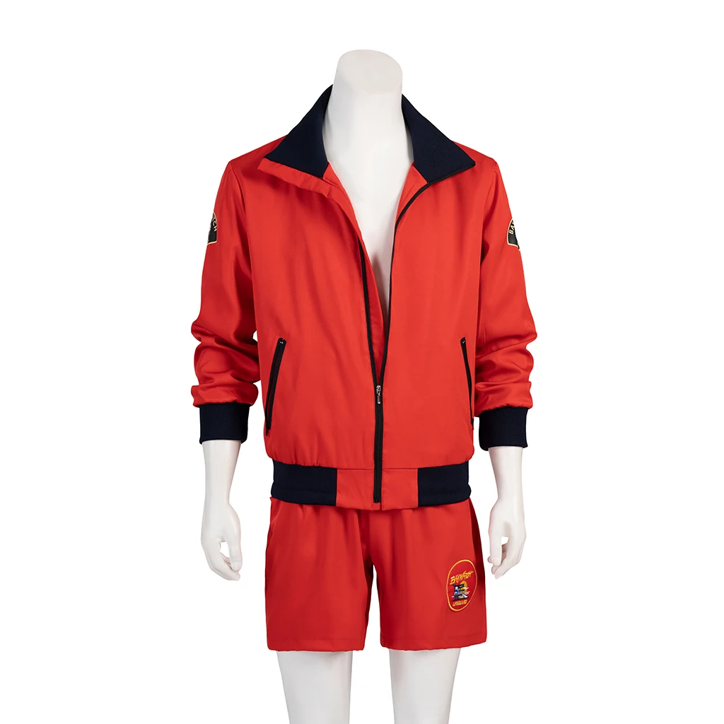 David Hasselhoff Cosplay Costume Pam and Tommy Beach Wear Red Jacket Men's
