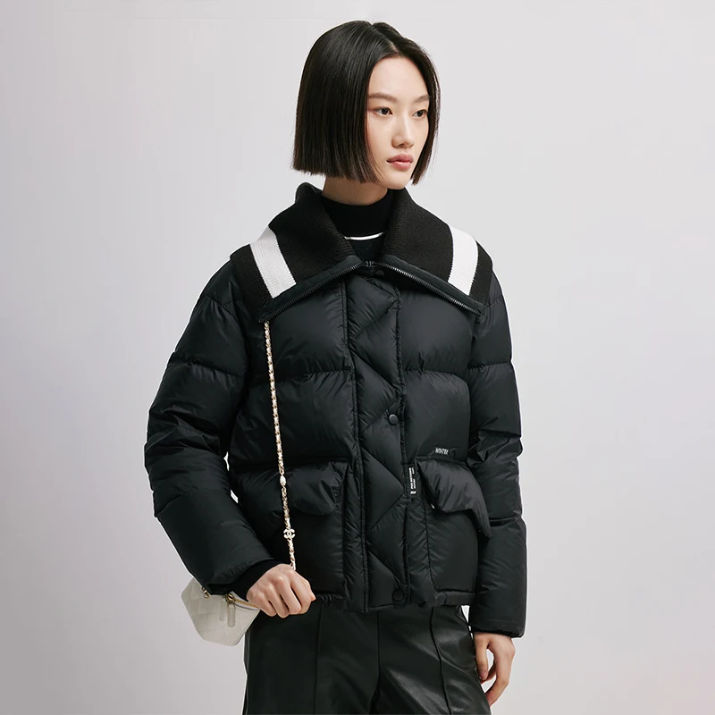 Chericom レディース ショート パファー ダウン ジャケット 90% ダック ダウン フィル コントラスト カジュアル パファー コート 軽量 パッド入り ジャケット Y298101Y