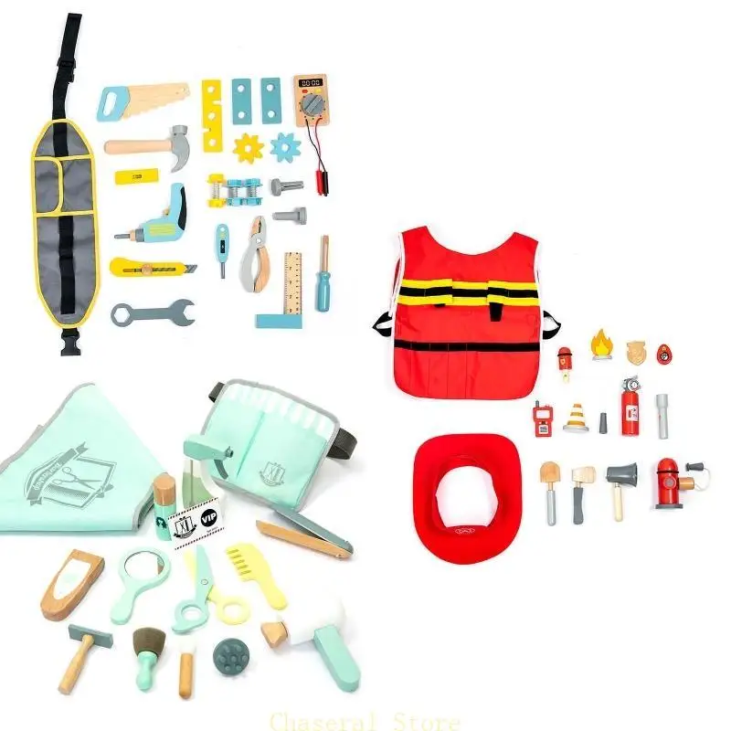 

E7CE Firefighter Tools Engineer Barber Costume Dress Up Clothes for Boys Girls