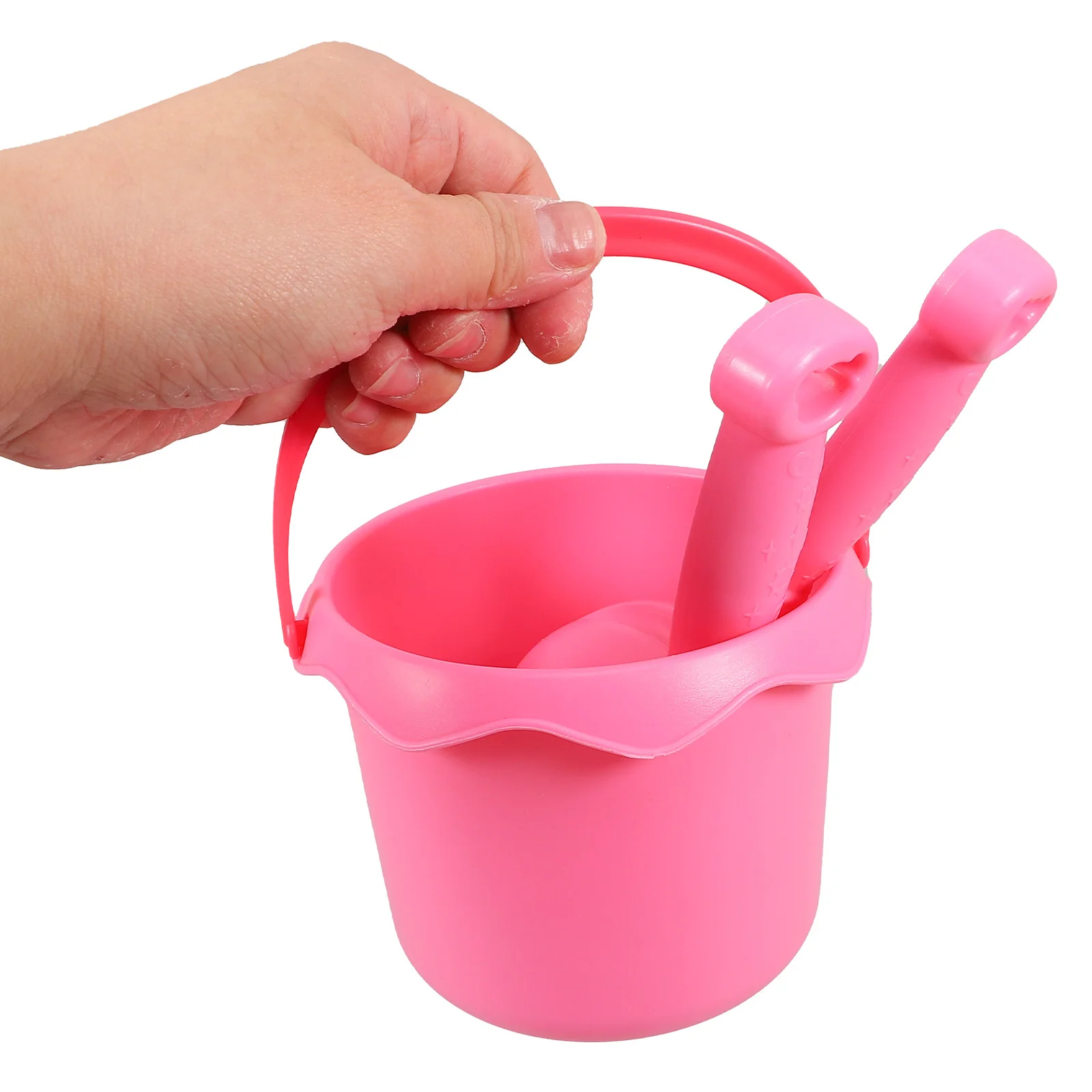 

3pcs Kids Tools Set Shovel Rake Bucket For Toddlers Outdoor Sand Beach Play Yard Travel Sand Camping Pink