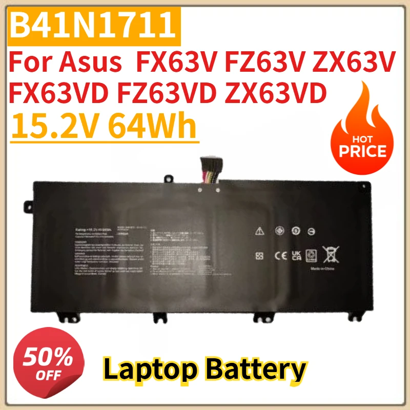

Высококачественный новый аккумулятор для ноутбука 15.2V 64Wh B41N1711 для Asus FX63V FZ63V ZX63V FX63VD FZ63VD ZX63VD