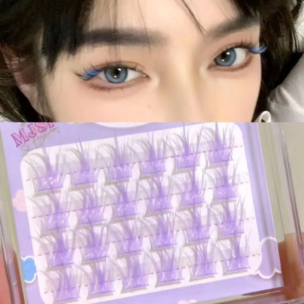 Colorful Segment Eyelashes 3D Mink Hair Soft Stem Colorful Lashes Natural Wispy Individual Lashes for Eyelash Extension