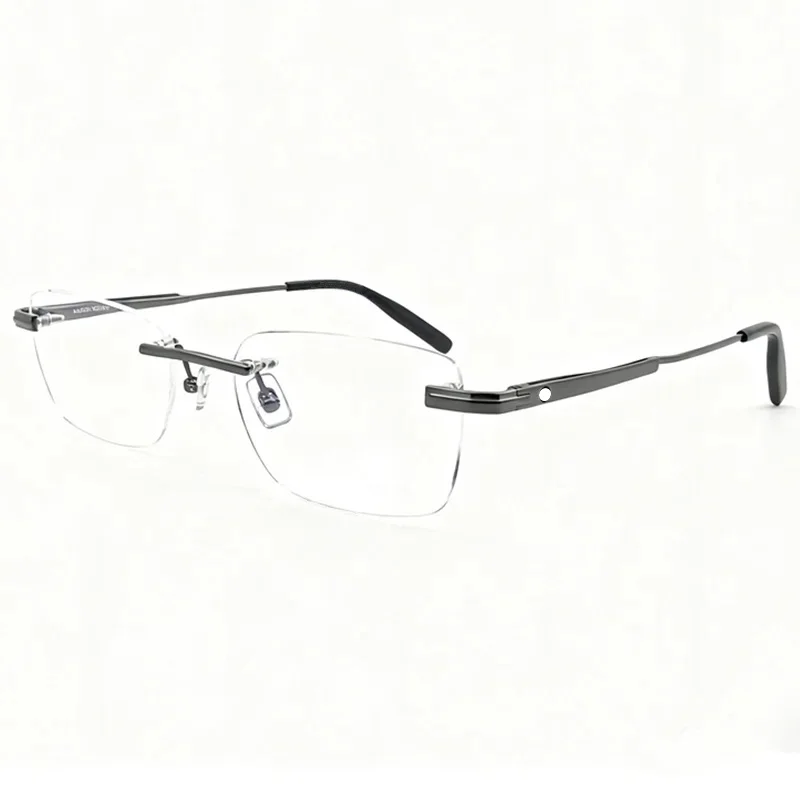 

LUXE Men Big Business Rimless Glasses Frame Lightweight Gold Silver Gungray Glasses 54 for Prescription Eyewear Goggles