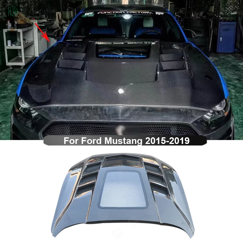 

Углеродное волокно для Ford Mustang 2015-2019 GTS, Стильный автомобильный передний бампер, крышка двигателя, капот, венчик