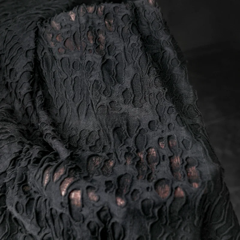 Sealed Tattered Black Knitted Fabric Double-layer Creative Elastic Base Shirt Skirt Pants Clothing Designer Fabric