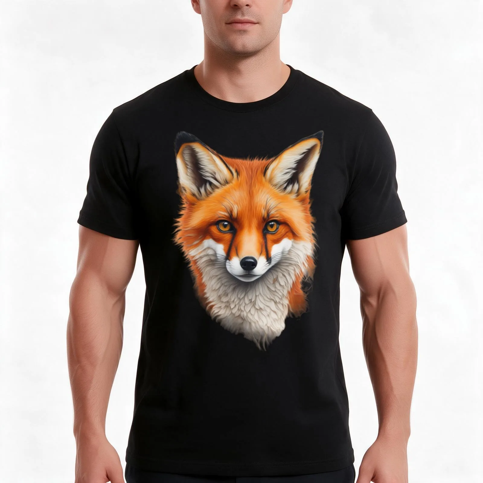 Majestic Charm: Captivating Fox Portrait T-Shirt Summer Casual Cotton Tee Oversized Streetwear Tops Vintage Graphic Print