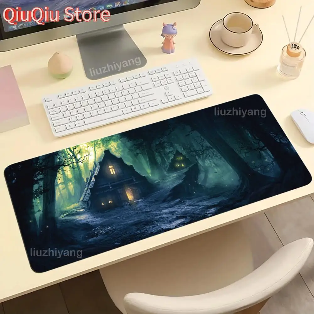 الظلام ماجيك الغابات ماوس الوسادة كبيرة الكمبيوتر مكتب لعبة الجدول حصيرة XXL المطاط المضادة للانزلاق مخيط حافة لوحة المفاتيح الحصير منصات مكتب طويلة #3