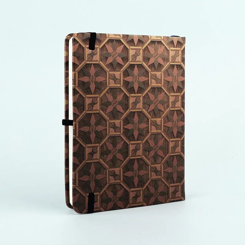 B6 Wood Style Bullet Dotted Journal 160gsm Ultra Thick Elastic Band Back Pocket Hardcover Dot Grid Notebook