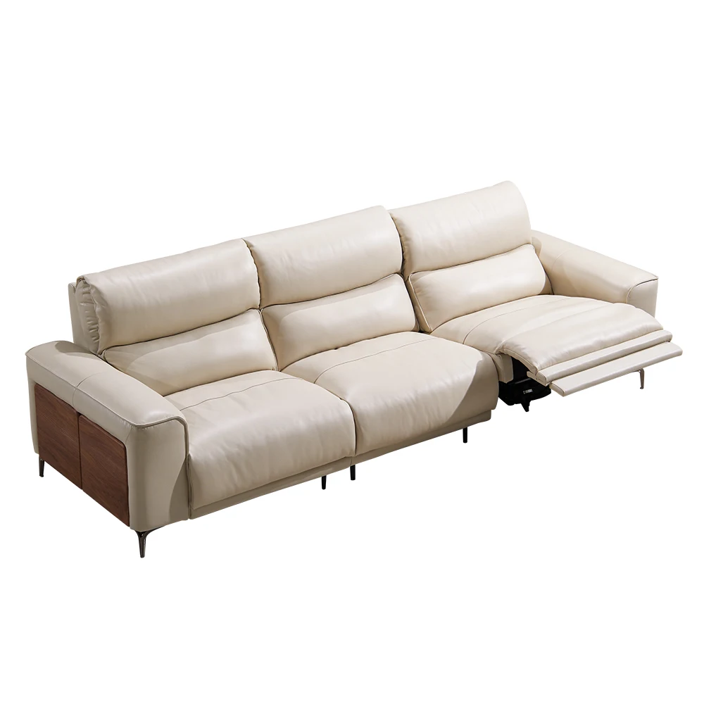 Electric SofaModern Designer Zero Gravity Electric Recliner Sofa With Walnut Accents And USB Port Luxury Power Motion Sofa For L
