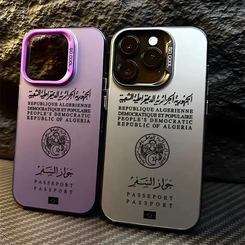 Algeria Passport Phone Case For iPhone 16 15 14 Pro Max 13 12 11 XS X XR 7 8 Plus SE 2022 2020 Shockproof Hard Back Bumper Cover