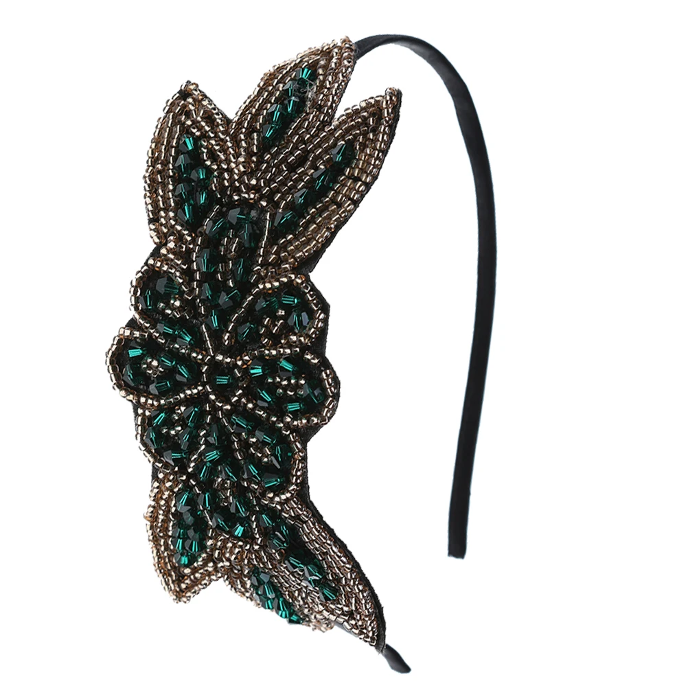 

1920s Vintage Beads Hairband Green Lightweight Comfortable Party Wedding Performance Headpiece Decorative Photo Props Party
