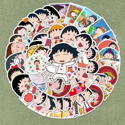 50pcs Chibi Maruko-chan Cartoon Stickers Graffiti Adorns Laptop Water Bottle Cups and Phone Case Stickers