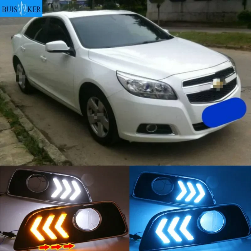 

2Pcs LED DRL Daytime Running Light For Chevrolet Malibu 2011 2012 2013 2014 2015 Car Styling with Fog Lamp hole Turning light