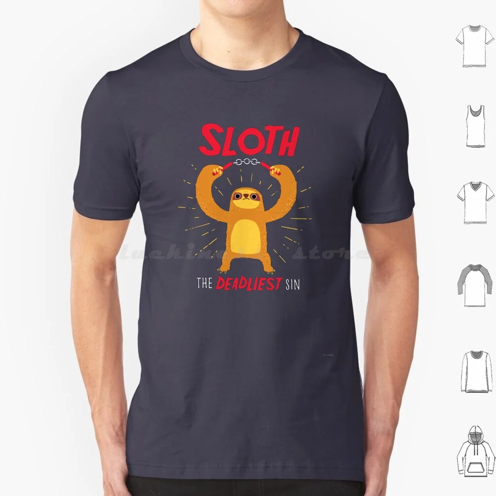 

The Deadliest Sin T Shirt 6xl Cotton Cool Tee Sloth Lazy Sleep Nap Typography Humor Funny Character Type Dinomike