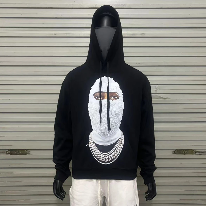 Real Photo IH NOM UH NIT Hoody Sweatshirt Men High Street Classic Pearl Mask Print Hoodie Fall Winter New Ih Nom Uh Nit Pullover