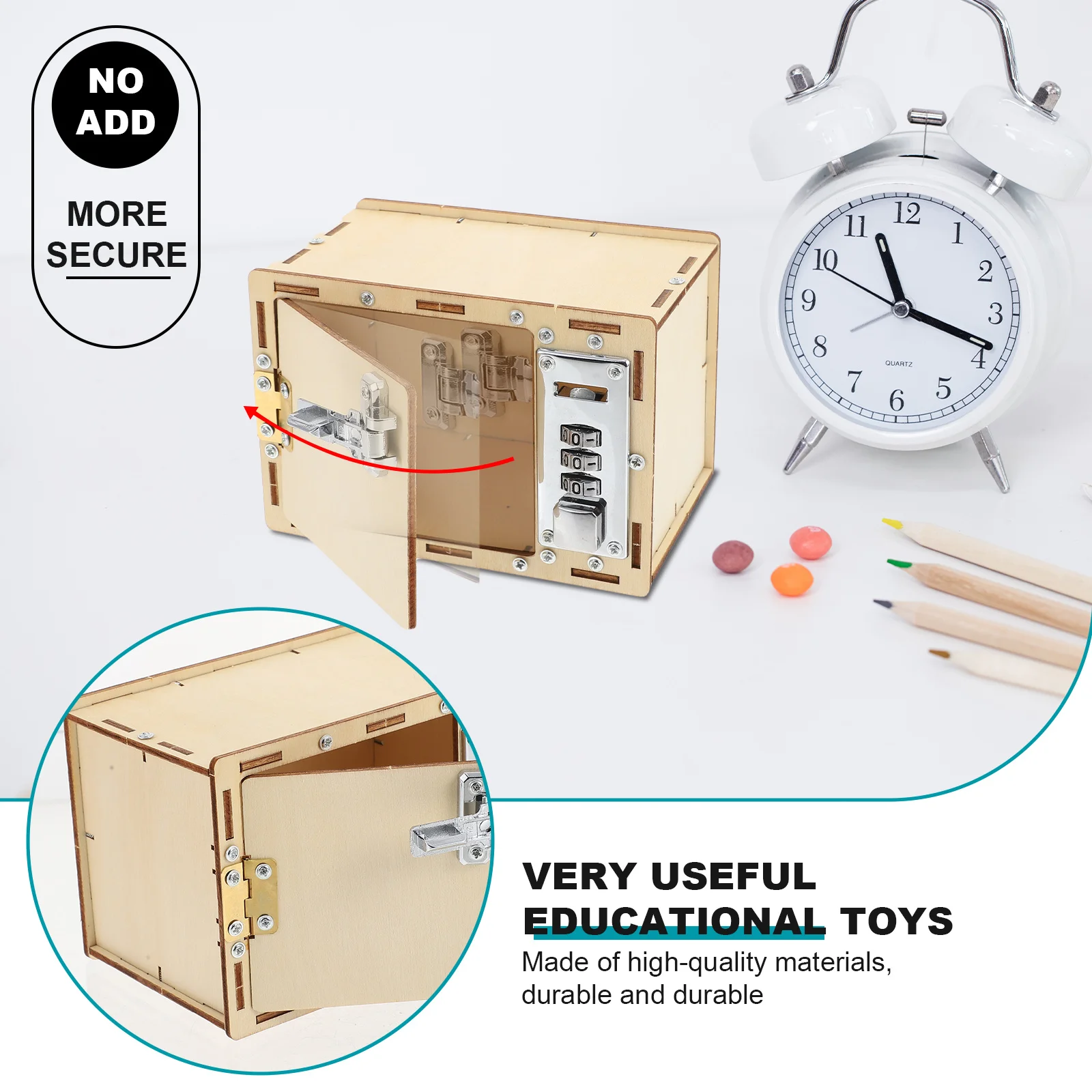 

1Set Wooden Password Box Educational Puzzle Mechanical Case DIY Material for Kids Hand-Eye Coordination Logical Thinking