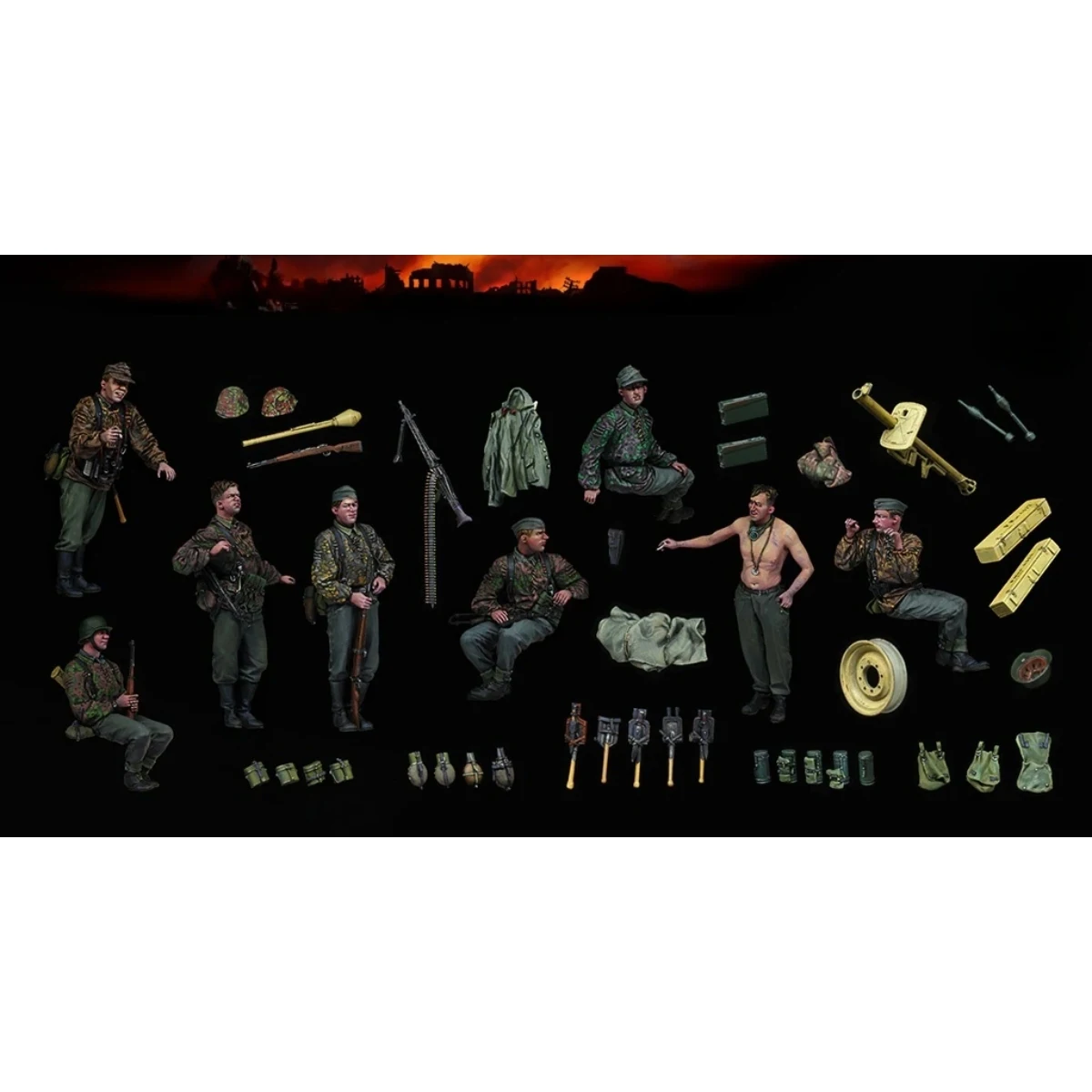 Kit model tidak dicat tokoh Resin 1/35, tema militer (hanya 8 orang), belum dirakit dan tidak dicat GK 758R