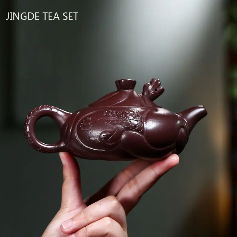 Chinese Yixing Raw Ore Purple Clay Tea Pot Creativity Handmade Purple Mud Filter Kettle Boutique Zisha Beauty Tea Sets 250ml