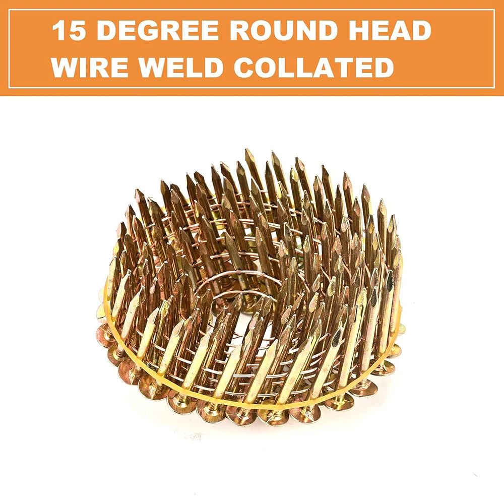 720pcs Galvanized Roofing Nails 0.12x1inch 0.12x1-1/4inch 15 Degree Round Head Roofing Nail Gun Nails for Pneumatic Roof Nailer