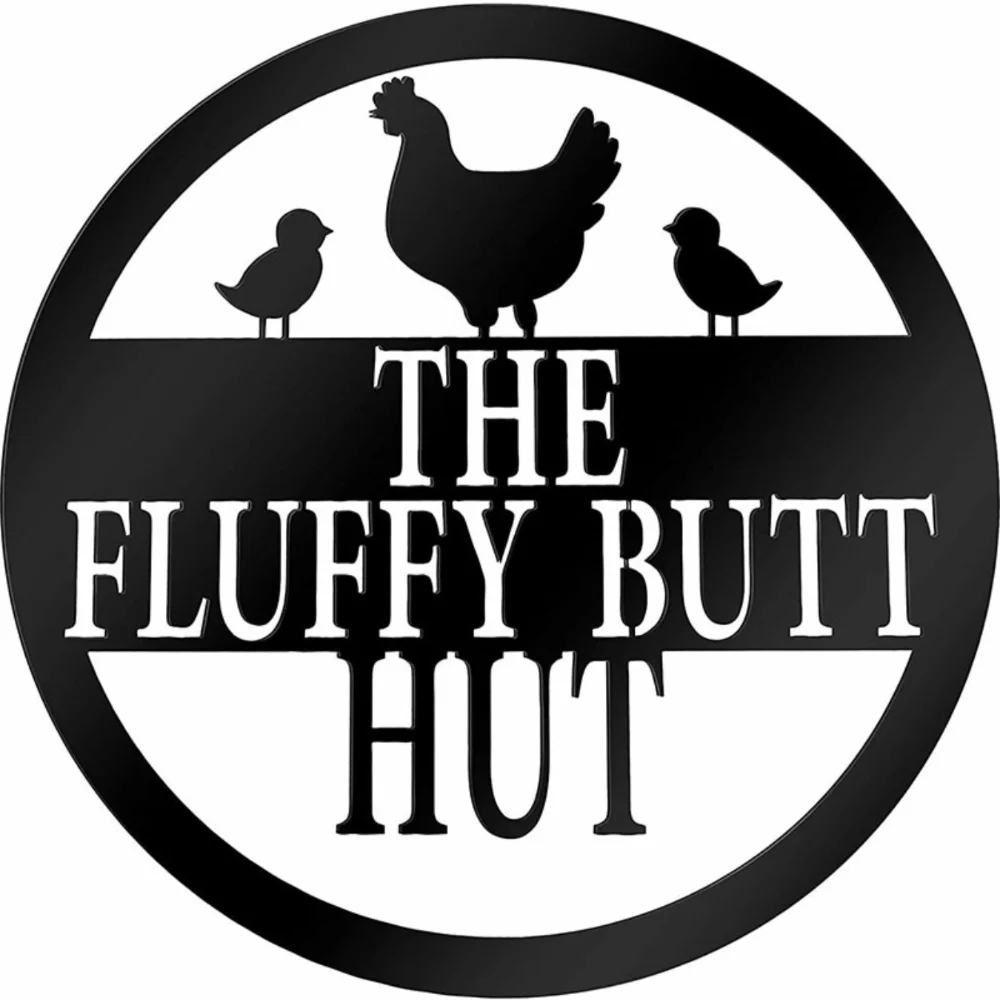 HELLOYOUNG Chicken Coop Sign Fluffy Butt Hut Metal Sign Funny Vintage Metal Plate Wall Art Living Room/Home Decor