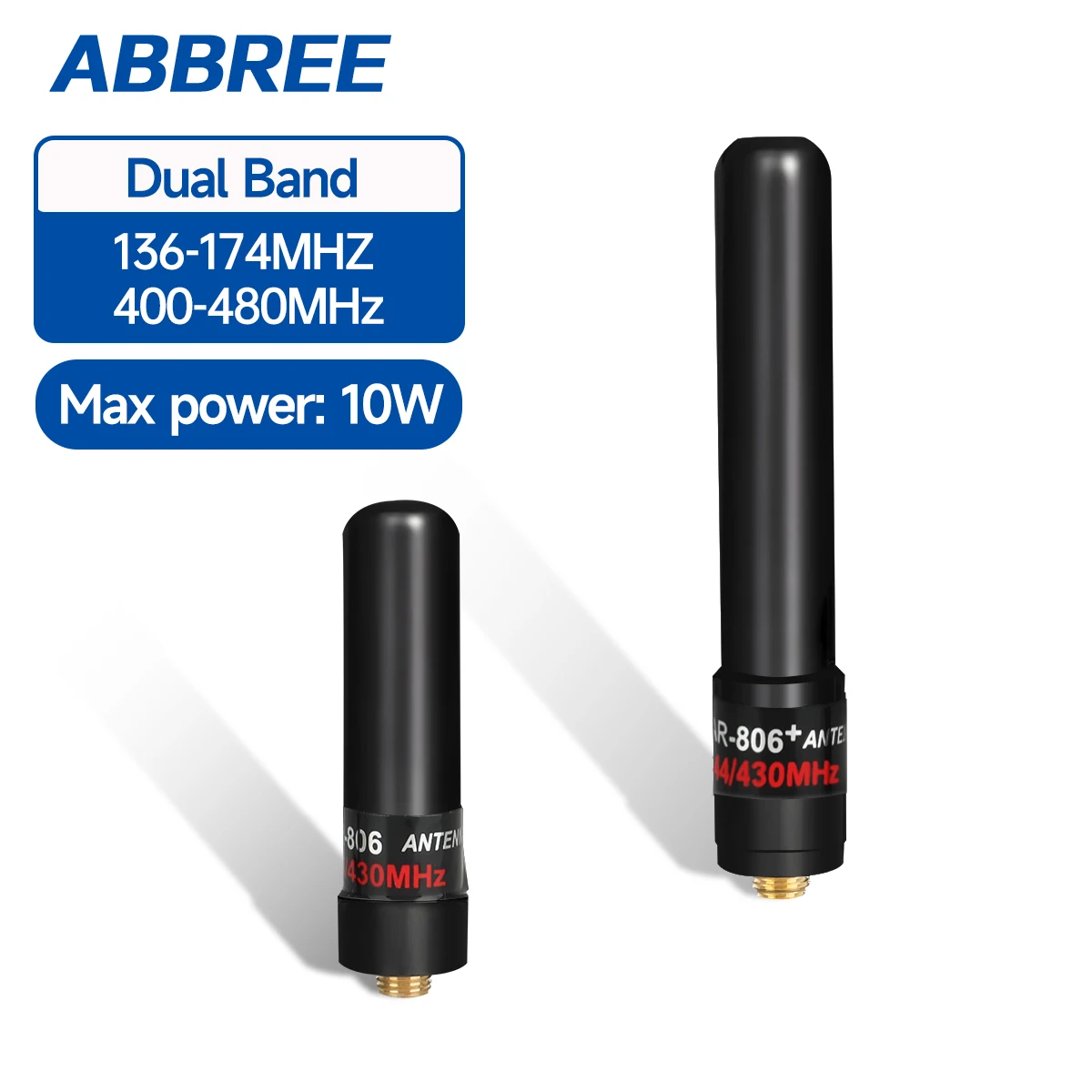 Antena dwupasmowa ABBREE AR-806+ Mini SMA-Female VHF UHF 10W o wysokim zysku do radiotelefonów Baofeng UV-5R MINI UV-21 PRO UV-32 888S