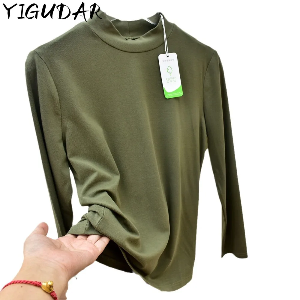 Long Sleeve Women T Shirt 2023 Autumn Korean Round Neck Slim Top Solid Color Basic TShirt Harajuku Soft women clothing y2k