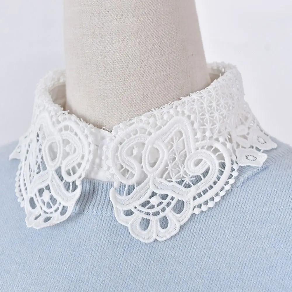 Collar falso de encaje a la moda para mujeres y niñas, cuello falso desmontable, ropa ajustable DIY, solapa, media camisa, chal, decoración envolvente