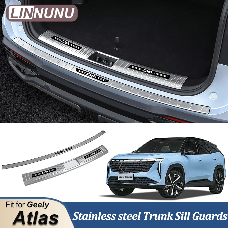 LINNUNU Fitfor Geely Boyue L Atlas II Car Rearguards Stainless Steel Rear Bumper Trunk Sill Plate Protector Guard Covers Starray