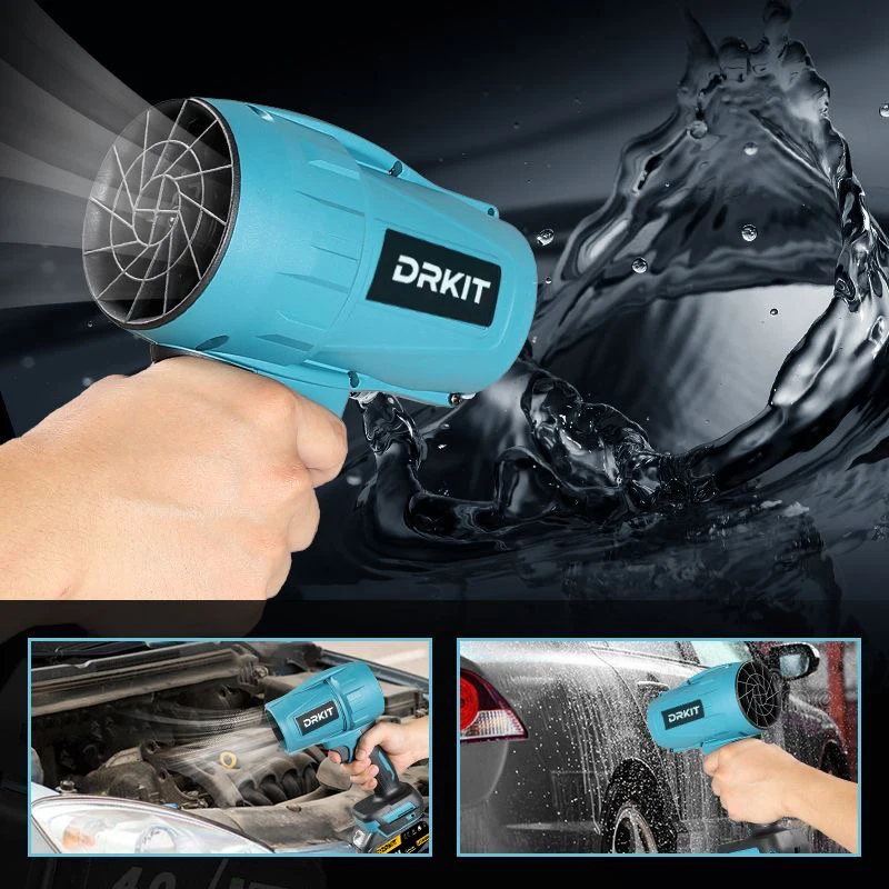 DRKIT-soplador de aire eléctrico inalámbrico sin escobillas, 1500W, Turbo Jet, herramienta de eliminación de polvo y nieve para batería Makita de 18V